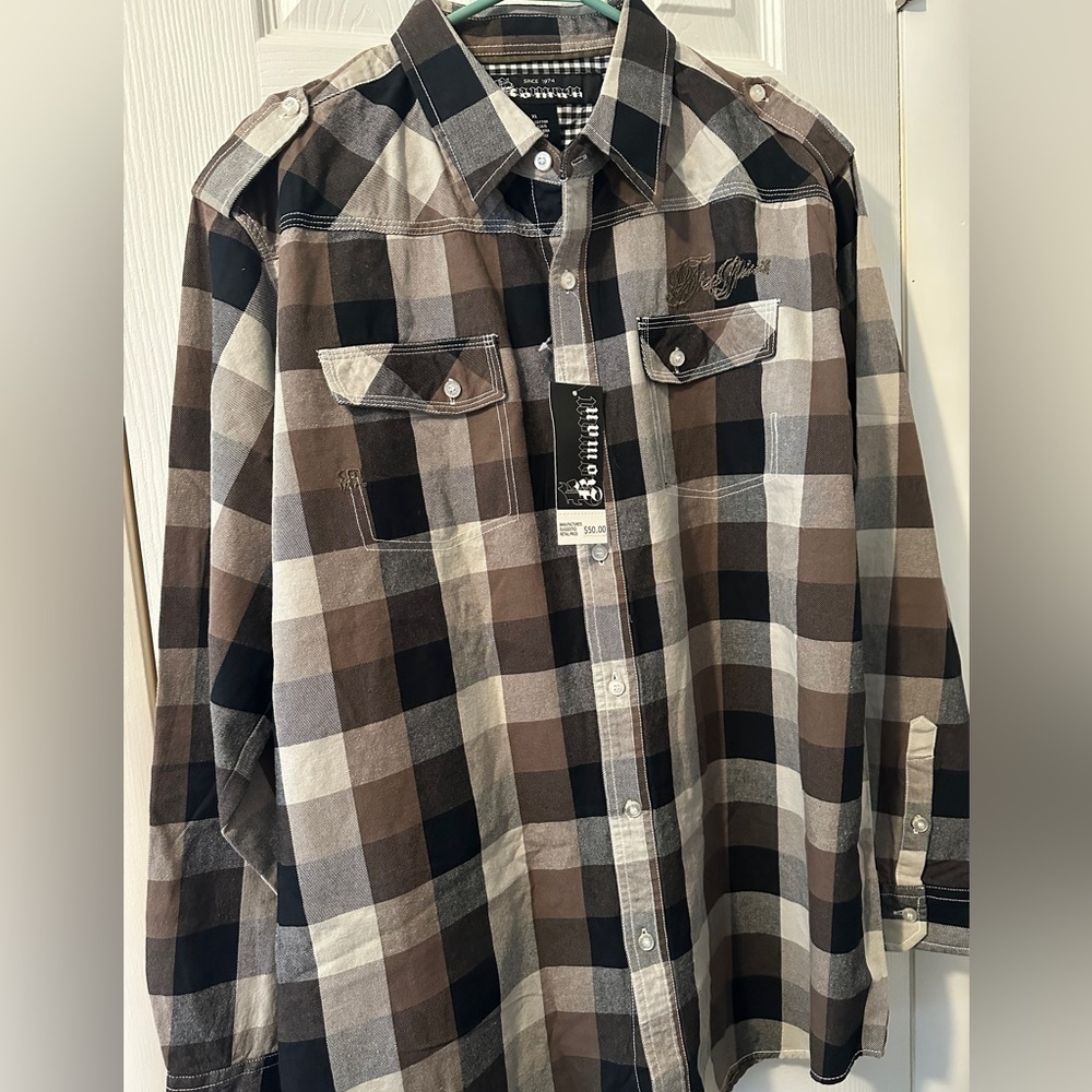 NWT KOMAN Flannel Long Sleeve MSRP $50 Vintage Y2K